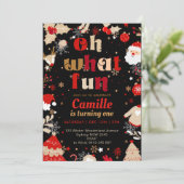 Elegant Oh What Fun Christmas  Birthday Party Kaart (Staand voorkant)