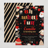 Elegant Oh What Fun Christmas  Birthday Party Kaart (Voorkant / Achterkant)