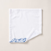 Élégant Oiseau floral bleu (Gant de toilette)