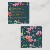 Elegant Oiseaux & Carte de visite Carré botanique (Devant / Derrière)