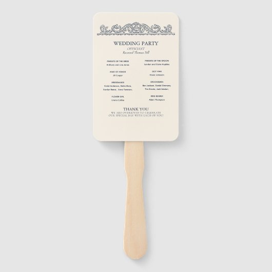 Elegant Old Chateau Manor huwelijksprogramma Handwaaier (Achterkant)