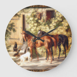 Elegant old fashioned horses equestrian clock grote klok