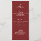 Elegant Old Money Deep Red Ivory Checkered Wedding Menu (Achterkant)