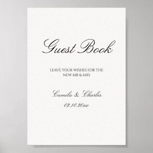 Elegant Old Money Wedding Guest Book  Poster (Voorkant)