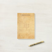 Elegant  Old Paper Kijk Monogram Sjabloon Post-it® Notes (Op bureau)