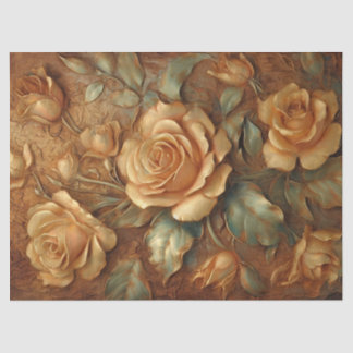 Elegant olieverfschilderij goud  Franse rozen Tissuepapier