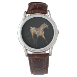 Elegant olieverfschilderij paard horloge