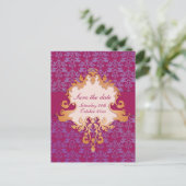 Elegant olifant behalve de datum paars/goudkaart aankondigingskaart (Staand voorkant)