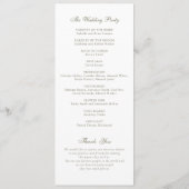 Elegant Olijf Eik Krans Sage Bruiloft Programma (Achterkant)