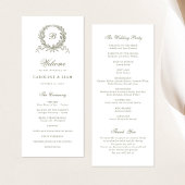 Elegant Olijf Eik Krans Sage Bruiloft Programma