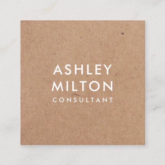 Elegant Olijf Groen Gedrukt Kraft Consultant Vierkante Visitekaartje (Voorkant)