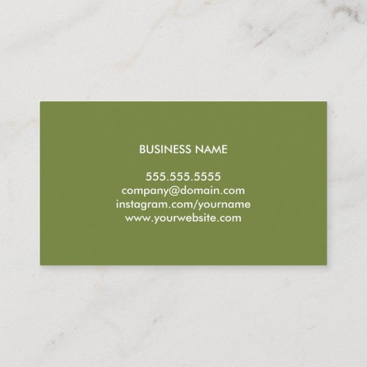 Elegant Olijf Groen Gedrukt Kraft Consultant Visitekaartje (Achterkant)