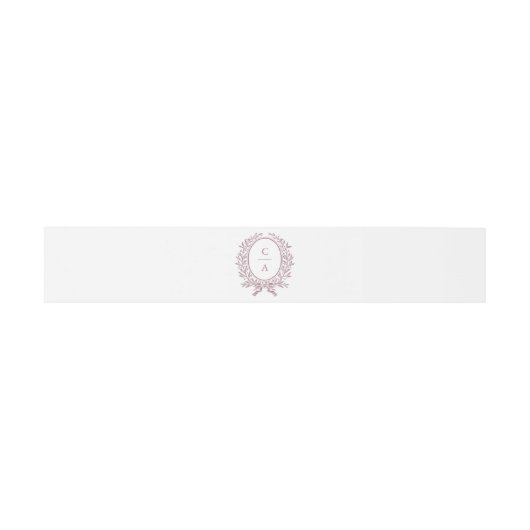 Elegant Olijfblad Krans Mauve Bruiloft Monogram Uitnodigingen Wikkel (Vlak)