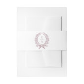 Elegant Olijfblad Krans Mauve Bruiloft Monogram Uitnodigingen Wikkel (Voorkant Voorbeeld)