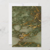Elegant Olijfgroen Goud Marmer Bruiloft Kaart (Achterkant)
