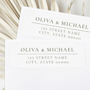 Elegant Olijfgroen Minimalistisch Retouradres Etiket