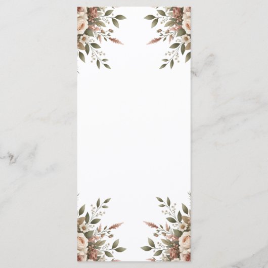 Elegant Olijfgroen & Wit Bloemen Hoekmenu Menu (Achterkant)