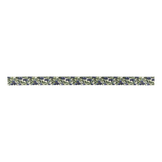 Elegant Olijftak Patroon met Deep Blue Olijven Lint (Voorkant)