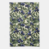 Elegant Olijftak Patroon met Deep Blue Olijven Theedoek (Verticaal)