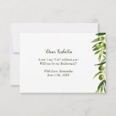 Elegant Olive Boho Garden Bridesmaid Uitnodiging (Achterkant)