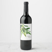 Elegant Olive Boho Garden Wedding Wijn Etiket (Voorkant)