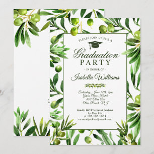 Elegant Olive Boho Tuin Graduation Party Kaart