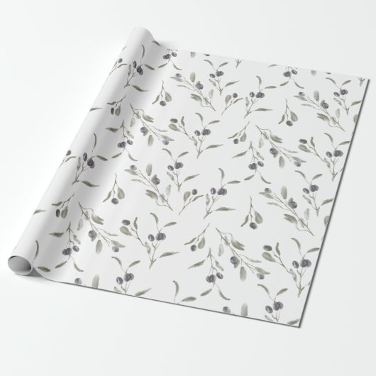 Elegant Olive Branch Cadeaupapier (Uitgerold)