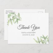 Elegant Olive Branch. Eenvoudige bruiloft Dank u Briefkaart (Voorkant / Achterkant)