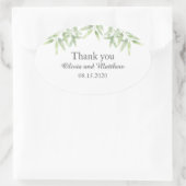 Elegant Olive Branch. Eenvoudige bruiloft Hartelij Ovale Sticker (Tas)