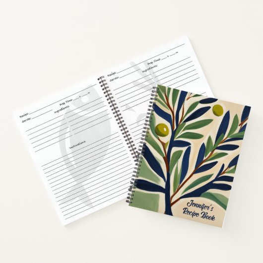 Elegant Olive Branch Personalized Recipe Book Notitieboek (Binnen)