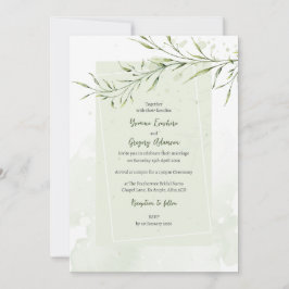 Elegant Olive Branch Wedding Invitation Kaart