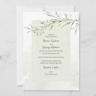 Elegant Olive Branch Wedding Invitation Kaart