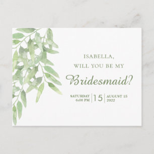 Elegant Olive Branch. Zal je mijn bruidmaid zijn? Briefkaart