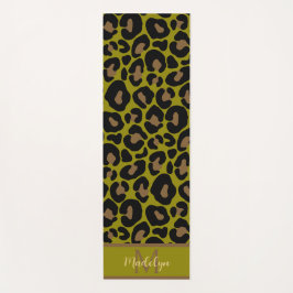 Elegant olive green and black leopard Monogrammed  Yogamat