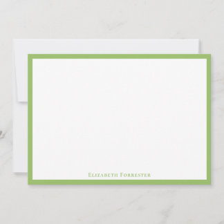 Elegant Olive Green Border Flat Note Card Notitiekaartje