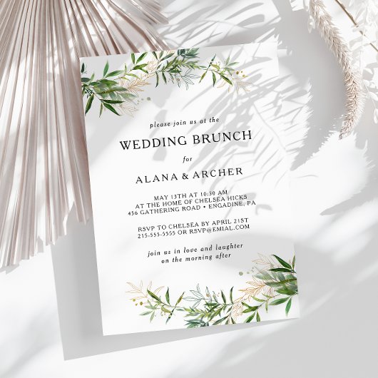 Elégant Olive Green Mariage Brunch Invitation