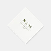 Elegant Olive Green Monogram Initials Wedding Servet (Hoek)