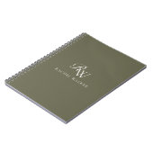 Elegant Olive Green Monogram Notitieboek (Linkerzijde)