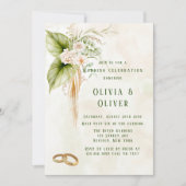 Elegant Olive Green Tropical Florals Wedding Kaart (Voorkant)