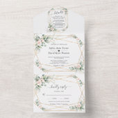 Elegant olive Greenery Gold Weddenschap in één in  All In One Uitnodiging (Binnen)