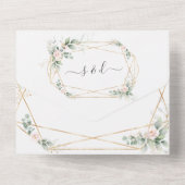 Elegant olive Greenery Gold Weddenschap in één in  All In One Uitnodiging (Achterkant)
