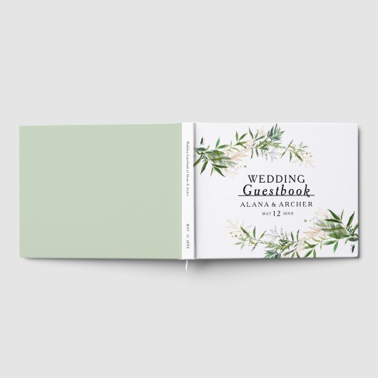 Elégant Olive Greenery Livre d'invité Mariage (Complet)