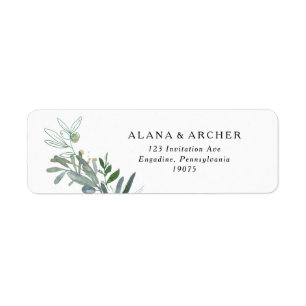 Elegant Olive Greenery Return Address Label