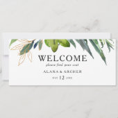 Elegant Olive Greenery Seating Chart Header (Achterkant)