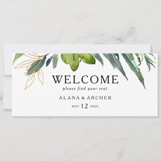 Elegant Olive Greenery Seating Chart Header (Voorkant)