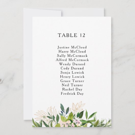 Elegant Olive Greenery Table Number Seating Chart (Achterkant)