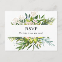 Elégant Olive Greenery Wedding Carte postale RSVP