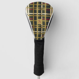 Elegant Olive Groen en Goud Klassiek Plaid Golfheadcover