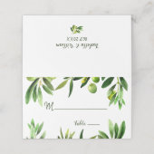 Elegant Olive Leaf Boho Garden Place Card (Buitenkant ongevouwen)