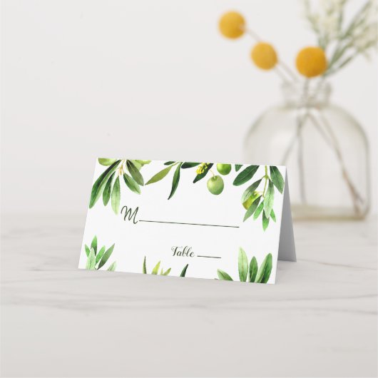 Elegant Olive Leaf Boho Garden Place Card (Voorkant)